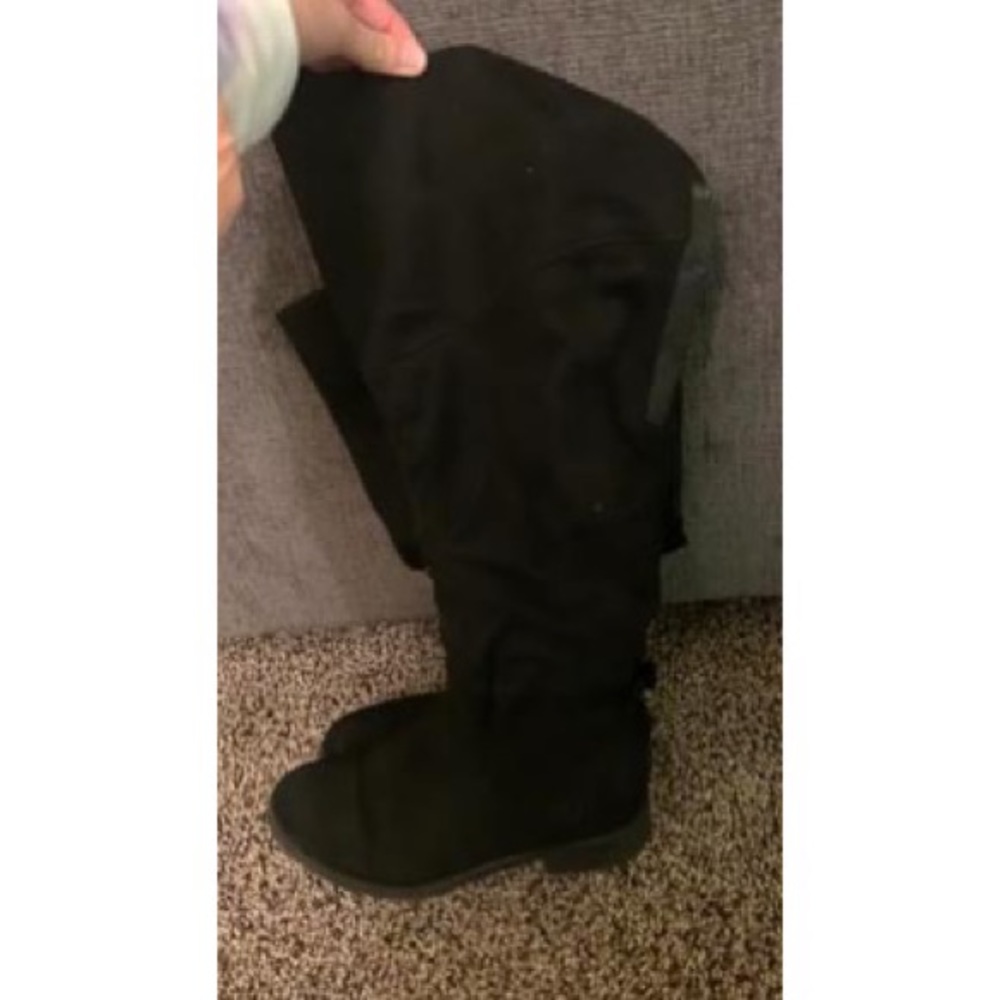 Black Suede Knee Length Boots